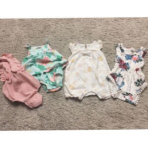 Baby Girl 0-3M Romper Bundle Carter’s Baby Starters Shein Floral Summer  Lot